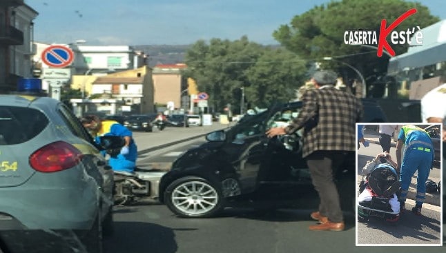 Scontro tra vespa e smart al Monumento, ferito il centauro