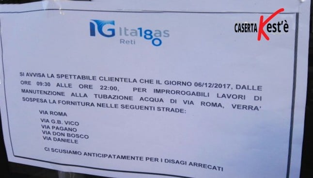 Domani scuole pubbliche e private ubicate in Via Roma resteranno chiuse