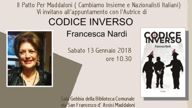 PATTO PER MADDALONI: INCONTRO CON L’AUTRICE NARDI