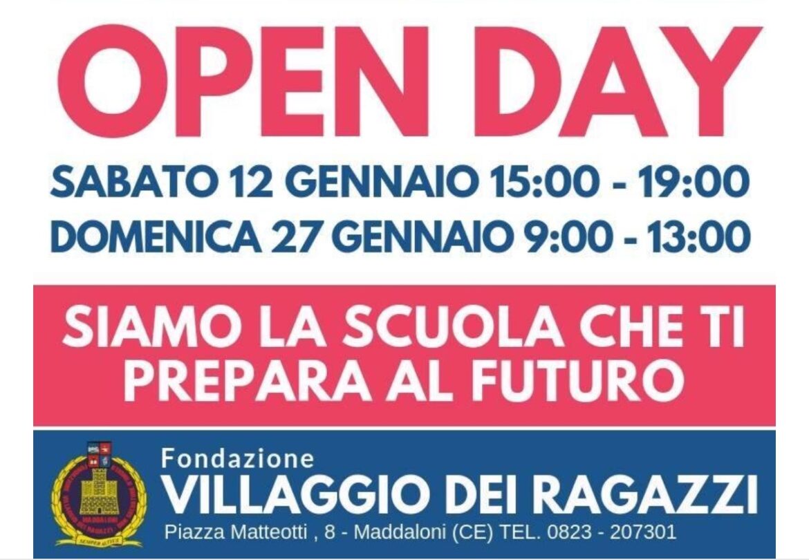 “OPEN DAY”: Per Gli Istituti della Fondazione Villaggio dei Ragazzi