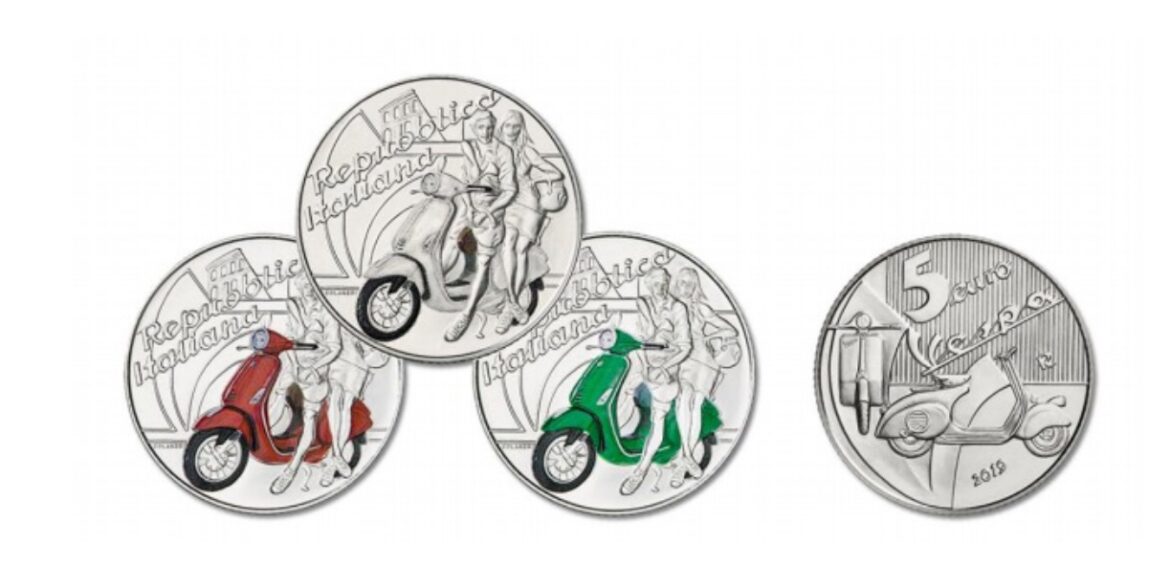 Arriva la moneta da 5 euro: «Dedicata alla Vespa». Emessa da oggi in tre colori