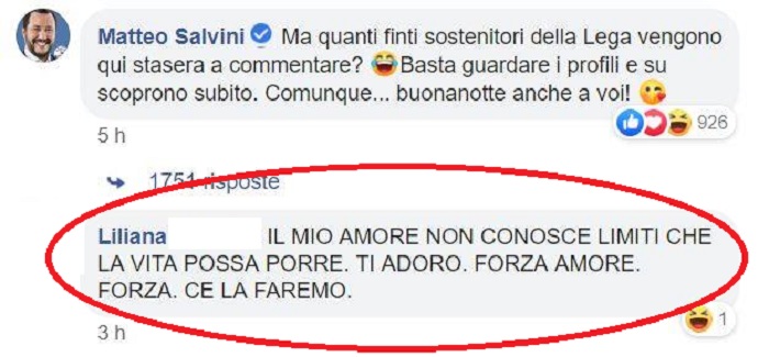 I post contro Salvini… sulla pagina fb di Salvini