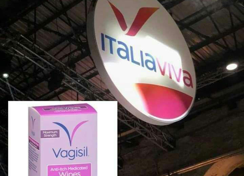 L’ironia del web sul simbolo di Italia Viva. Sembra Vagisil