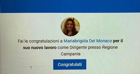 Auguri alla compagna di Nicola Caputo, assunta come dirigente in Regione.