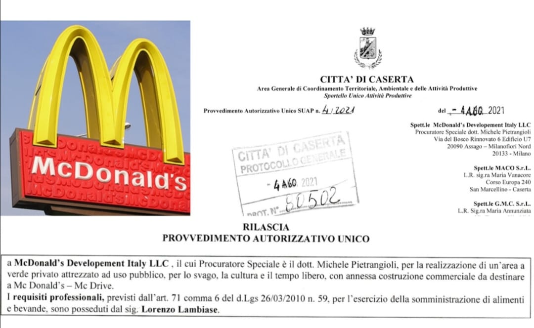 Guerriero: La mancata approvazione del PUC e le ‘pazzielle’ permettono la costruzione anche del Mc Donald