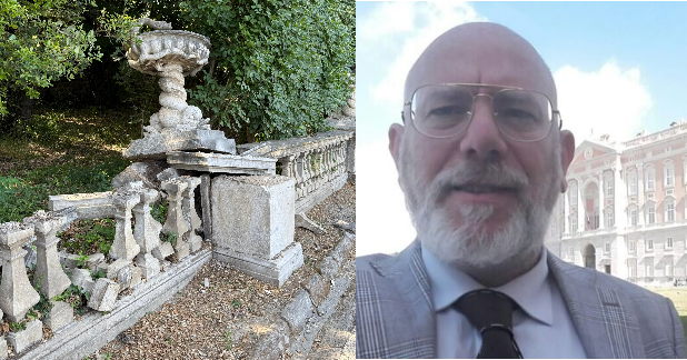 Reggia, travertino sfasciato e silenzi d’autore. La solita storia: la bellezza cade, nessuno la regge.
