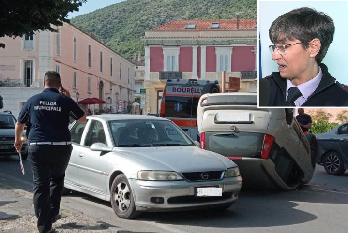 San Leucio, Panda ribaltata e traffico nel caos. Se non ci stava Ciallella, della municipale di San Gregorio Matese